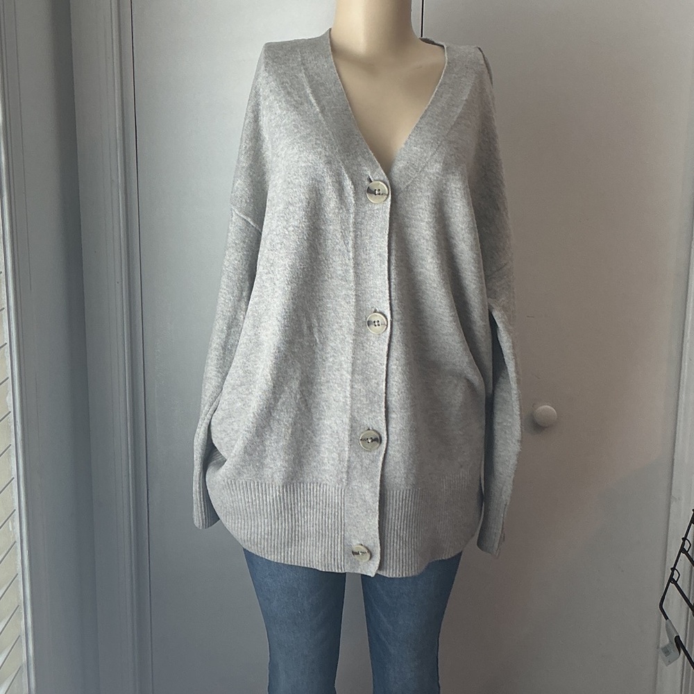 Primark Light Gray Button-Up Cardigan